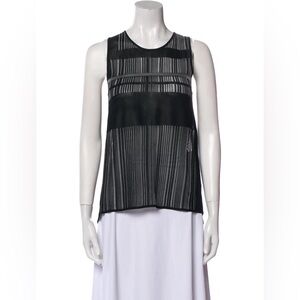 Helmut Lang Sheer Striped Scoop Neck Tank Top